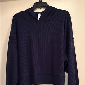 ALO Yoga Women's Muse Hoodie in Navy (ribbed)